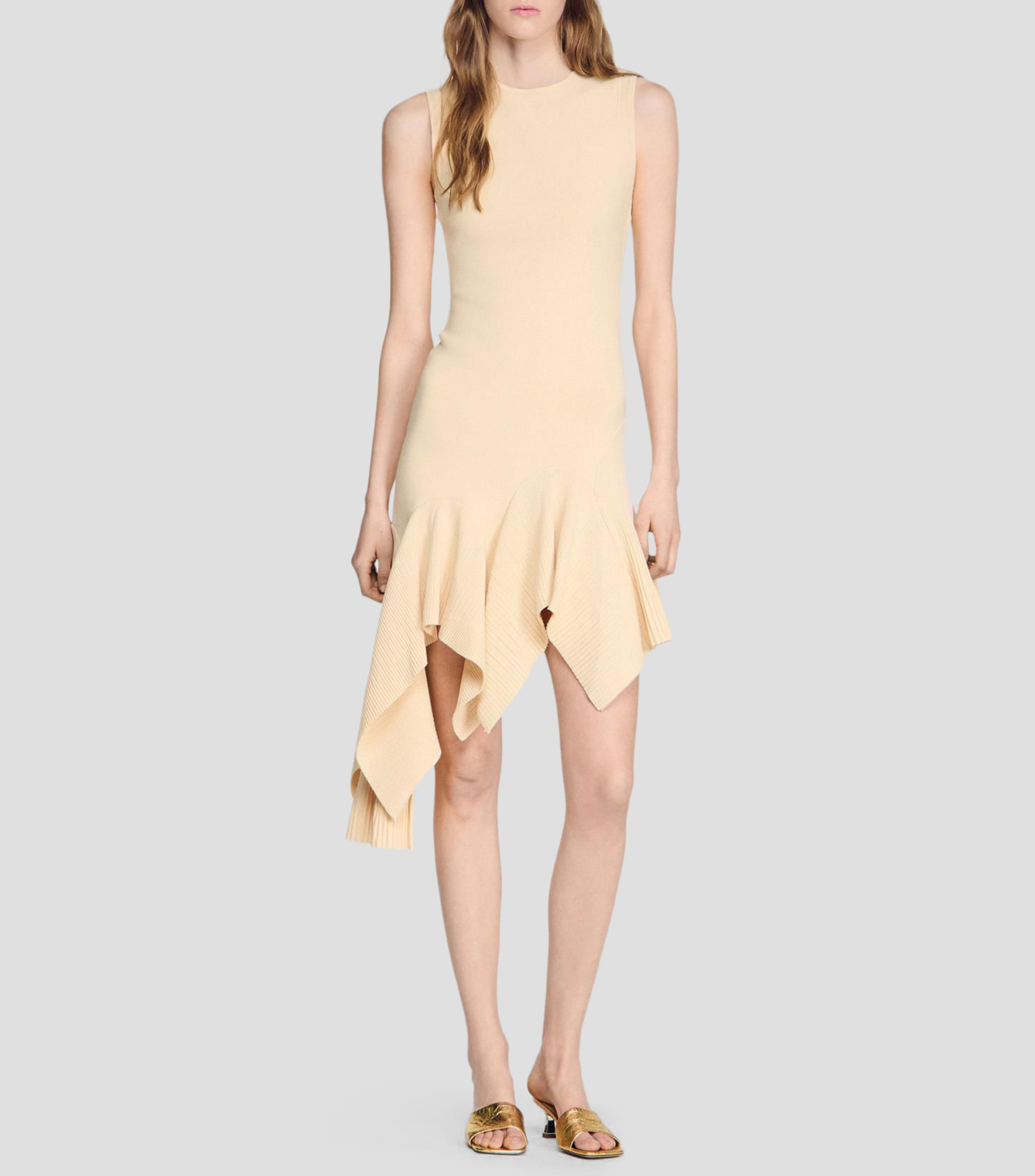 Vestido corto liso Mujer